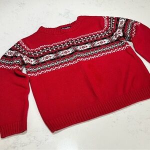 Class Club Red and Black Patterned Crewneck Sweater